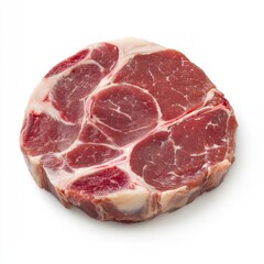 Obraz premium Raw pork neck chop meat isolated on white background cutout