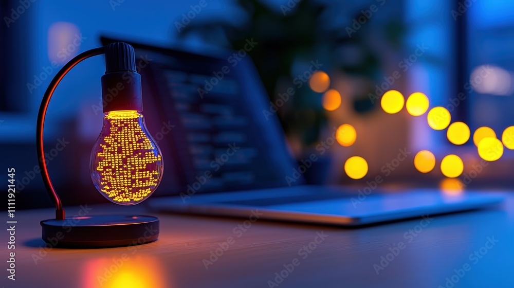 Aufkleber illuminated code desk lamp laptop night programming idea