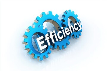 Fototapeta premium Three interconnected blue gears display the word efficiency, representing productivity in manufacturing and technology. This visual emphasizes the importance of streamlined processes.