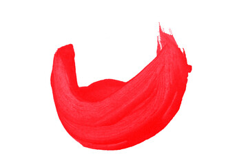 Red brush stroke isolated on transparent background.