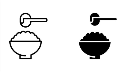 Porridge line icon set, Bowl of rice or oats sign. Millet food symbol on white background