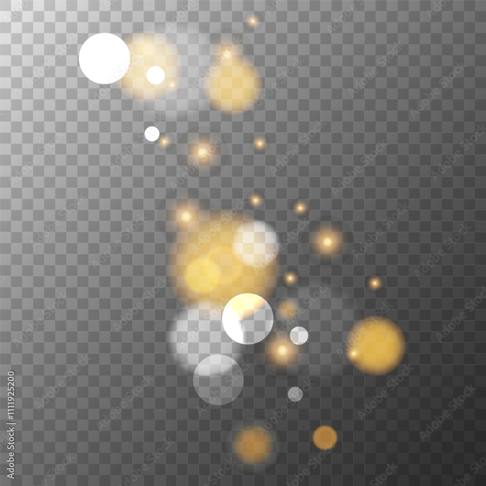 Poster festive bokeh lights. transparent background. blurred overlay template. abstract blur light effect. 