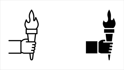 Torch flame icon set isolated on white background.