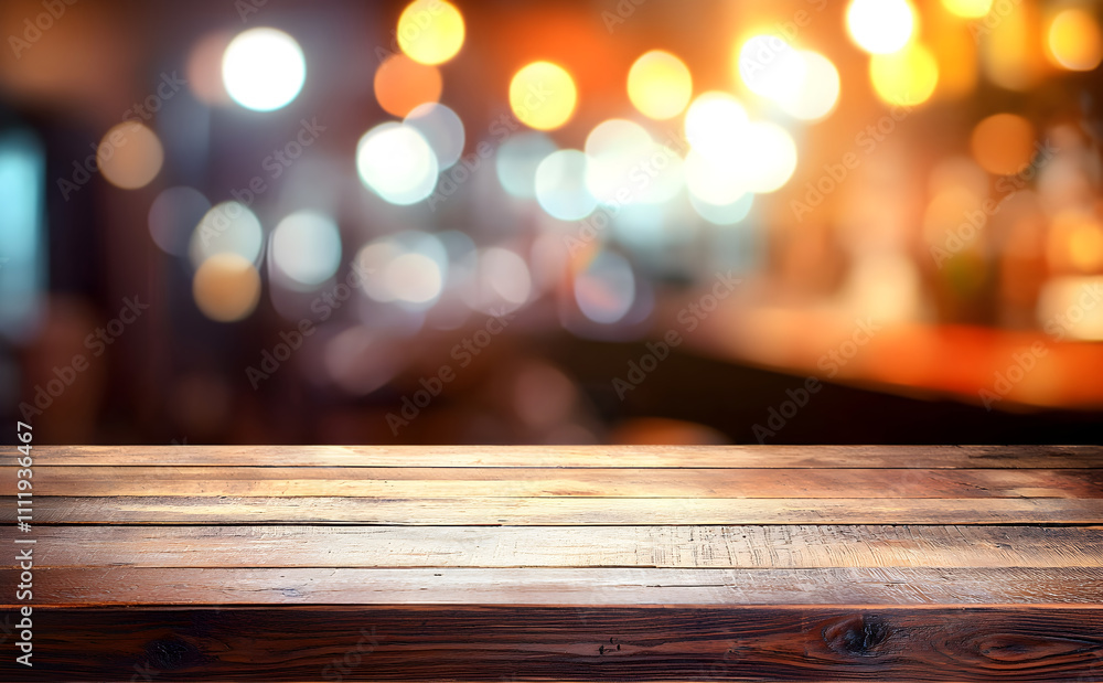Aufkleber blurred pub background with empty table for product showcase and advertising banner