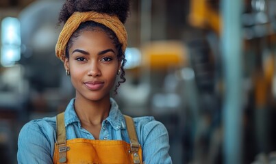 Young mixed race black african american female construction builder industrial factory worker electrician apprenticeship student on work placement