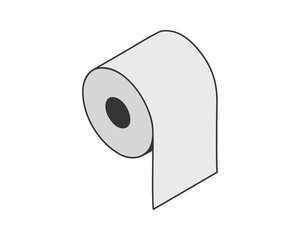 Toilet paper roll or tube icon design, template for wc. Bathroom hygiene icons, kitchen cleaning towel. Blank soft scroll product.