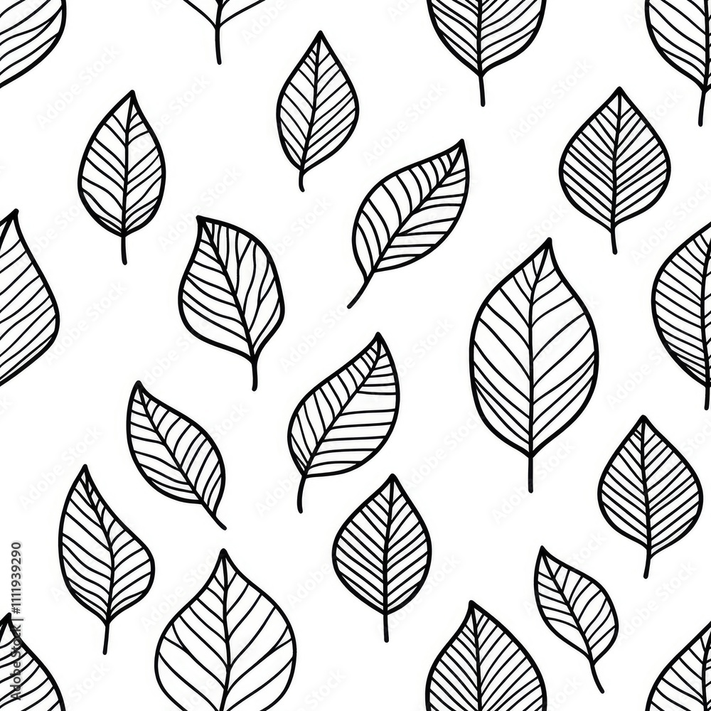Poster seamless pattern of simple leaves.