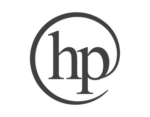 HP logo from two letter with circle shape email sign style. H and P round logotype of business company