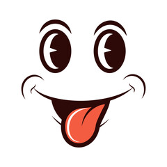 Comic emotion, facial expression. Grimace. Funny character. Cartoon. Close-up. Used for collage in web design