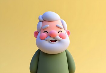 Fototapeta premium Senior man avatar. Smiling elderly man with beard with gray hair. 3d vector people character illustration. Cartoon minimal style.