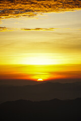 Obraz premium Sunrise over mountain range nature landscape scenic view tranquil environment golden hour serene concept for relaxation