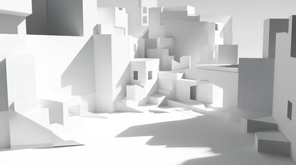 Fototapeta premium Minimalist Geometric Architectural Abstract 3D Rendering Backdrop