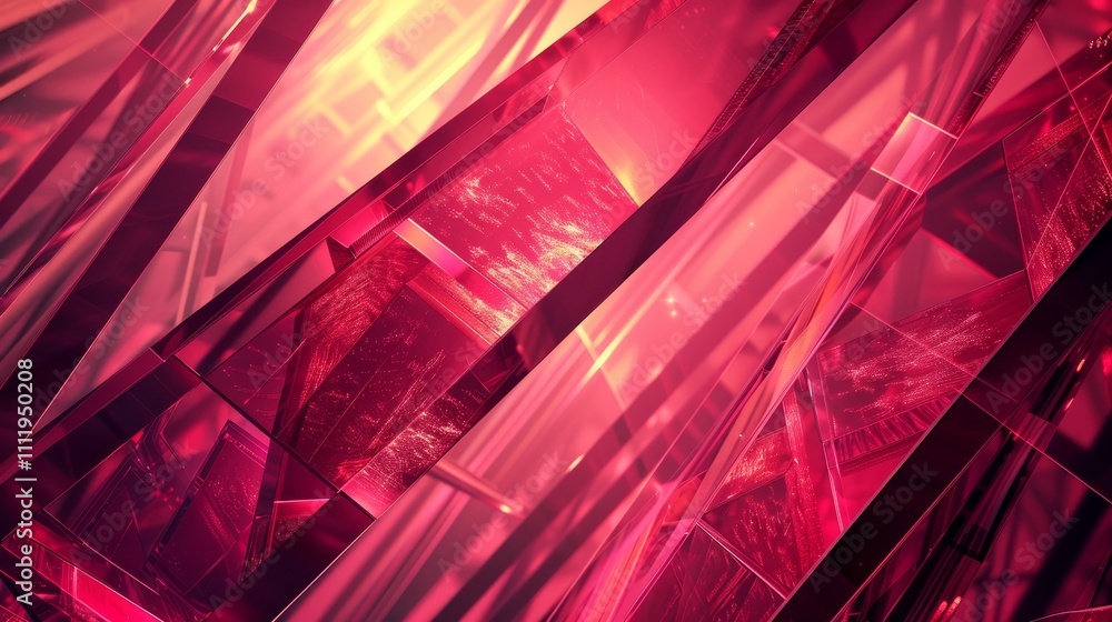 Poster geometric background featuring intersecting red crystal prisms creating a dynamic and visually appea