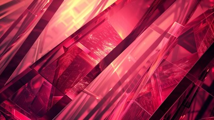 Geometric background featuring intersecting red crystal prisms creating a dynamic and visually appealing abstract pattern