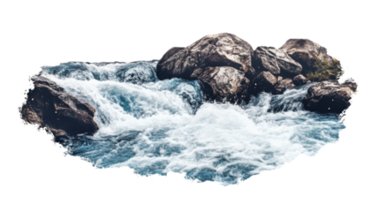 River flowing through rocky canyon transparent background