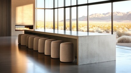 Fototapeta premium A sleek and modern kitchen island made from polished concrete