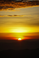 Sunset over mountains scenic nature view landscape photography tranquil environment serene viewpoint beauty of nature