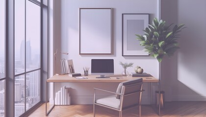 Elegant Frame Mockup in ISO A Paper Size for Living Interior Room Wall Art Display. Contemporary Interior Mockup Featuring a Stylish House Background. 3D Render Showcasing Modern Minimalist Frame