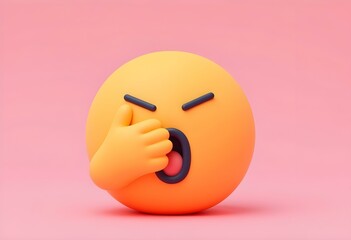 Yawning face emoji - emoticon with eyes closed and mouth wide open covered by a hand - may represent having insufficient sleep, or imply boredom with a person or topic