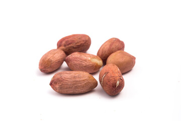 peanut on white background. macro. close-up. selective focus