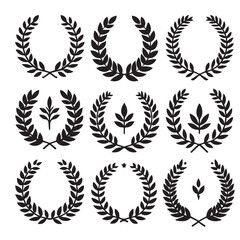 laurel wreaths silhouette vector