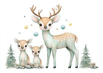 minimal photostock of a  Cute baby deer nursery animal isolated illustration for children