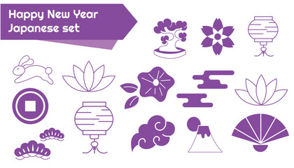  Chinese new year vector icons set