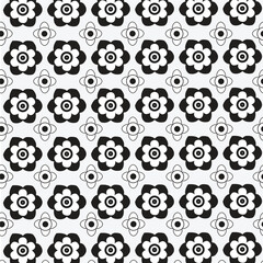 Simple black and white repeating flower background Stock Vector