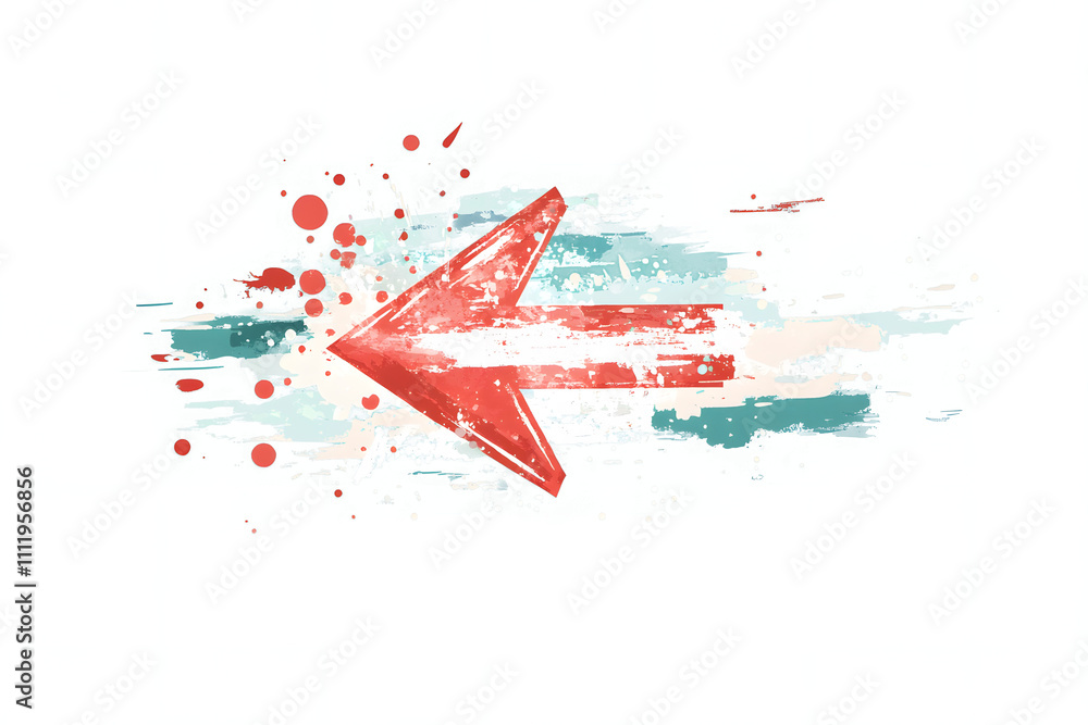 Poster dynamic red arrow marker illustration with color splash background graphic design concept artistic v
