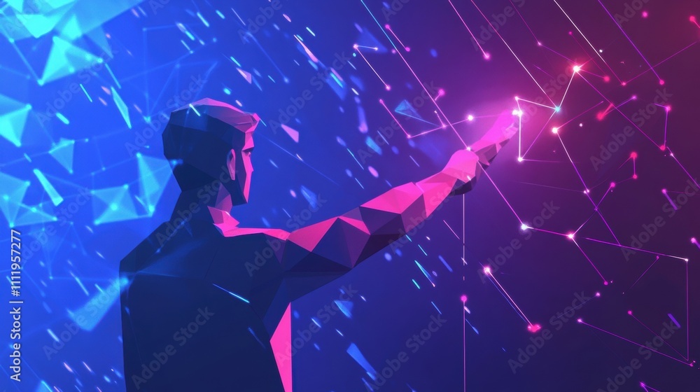 Poster interactive digital art performance virtual space 3d animation futuristic environment creative persp