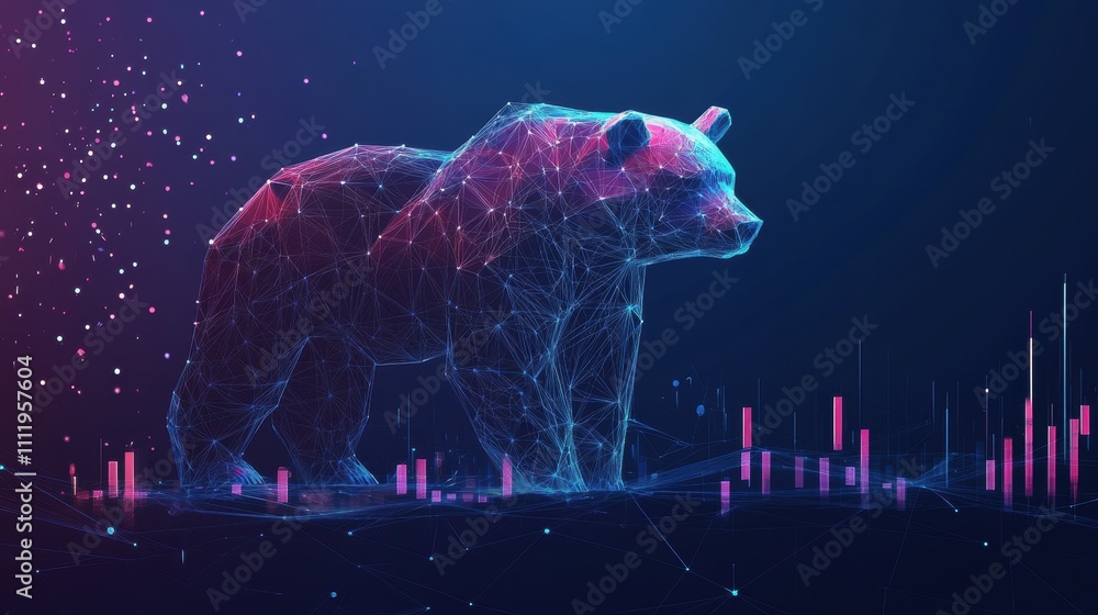 Poster digital art bear virtual environment 3d model tech visualization futuristic style abstract concept d