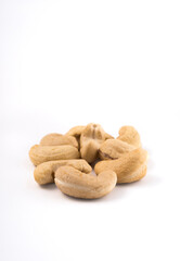 Cashew nuts on white background, cashew nuts on white background