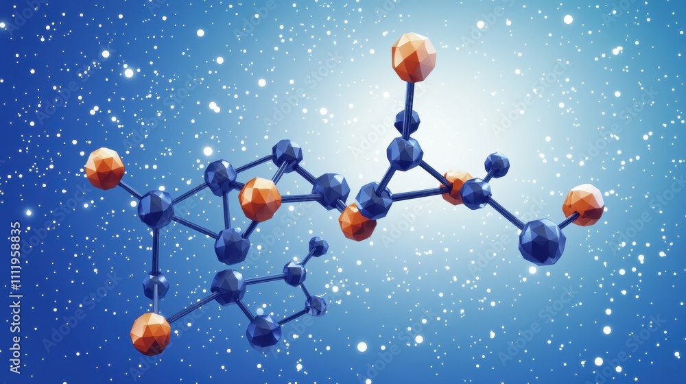 Aufkleber molecular structures and cosmic elements science lab 3d visualization stellar environment close-up v
