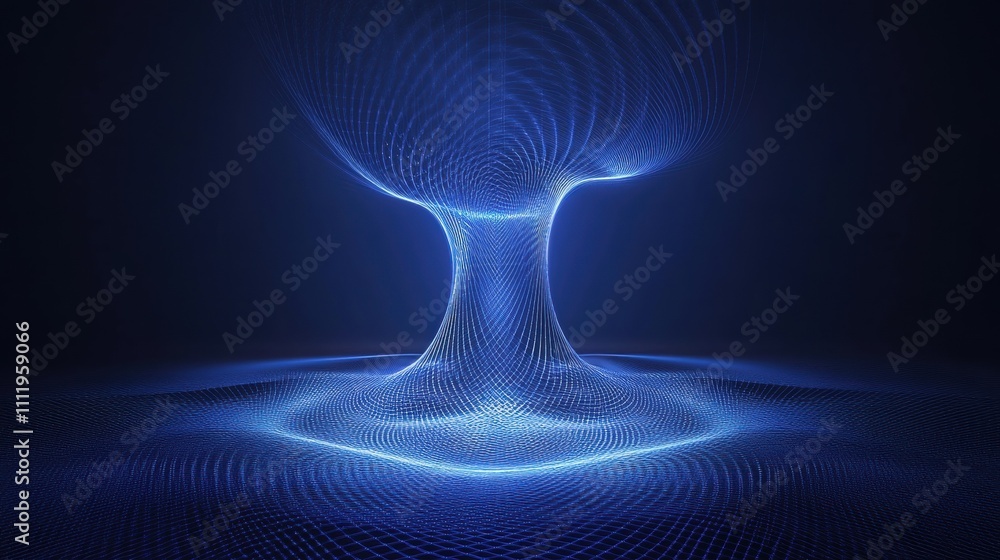 Poster dynamic blue wave pattern digital art abstract visualization modern aesthetics close-up technology c