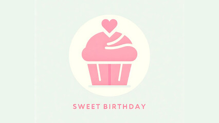 Sweet Birthday Cupcake Illustration