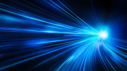Obraz premium Vibrant blue light trails create a dynamic sense of motion in a dark environment, illustrating speed and energy