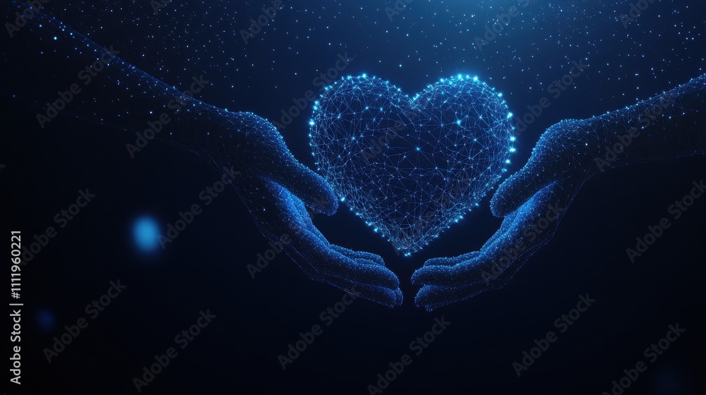 Poster digital heart connection virtual space graphic art abstract environment close-up view love and techn