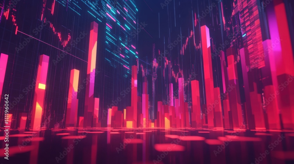 Aufkleber dynamic data visualization digital space graphic design futuristic cityscape abstract perspective te