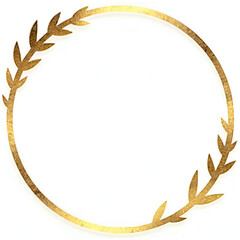 Golden leaf circle border, white background