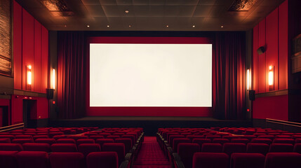 Fototapeta premium Blank advertising poster on display in a movie theater lobby