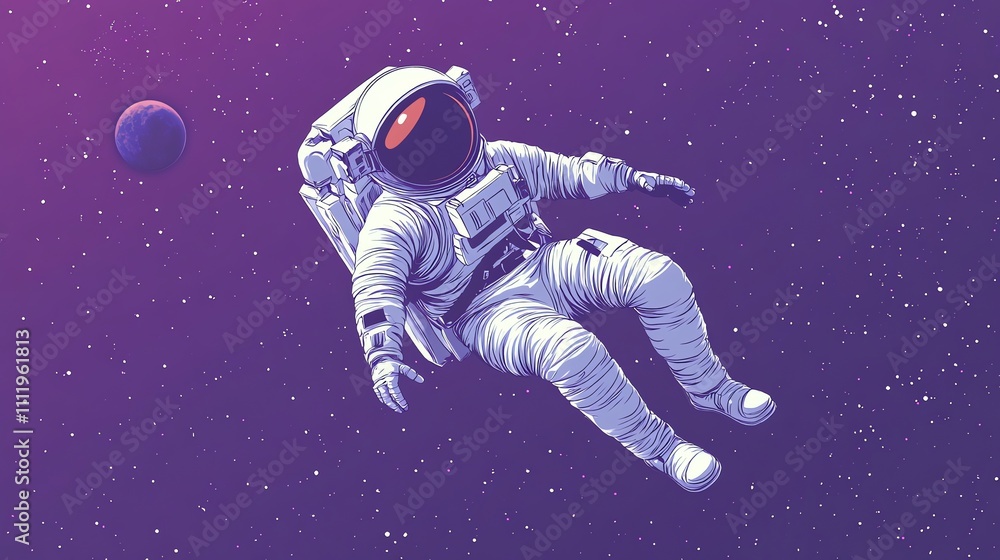 Poster astronaut floating in space.