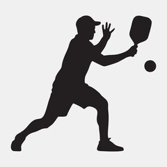 Silhouette Pickleball Players in Action - Dynamic Sports Poses