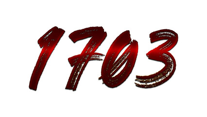 3D blood red number design of 1703 on white background.