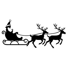 Santa Claus sleigh, Santa Sleigh Silhouette Vector, Santa Claus Sleigh Vector Art