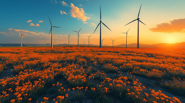 windpark in sunset