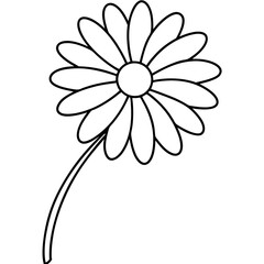 A simple Floating Daisy line art vector white background