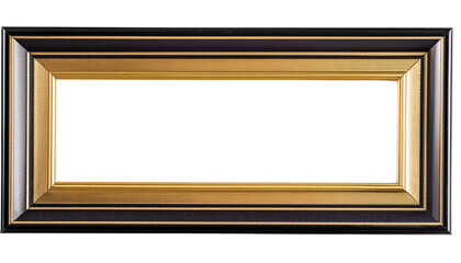Elegant rectangular picture frame in black and gold design, perfect for showcasing artwork or photographs.