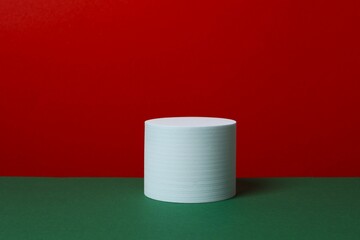 White podiums on two-tone background 