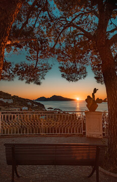 view of capri island at sunset, italy