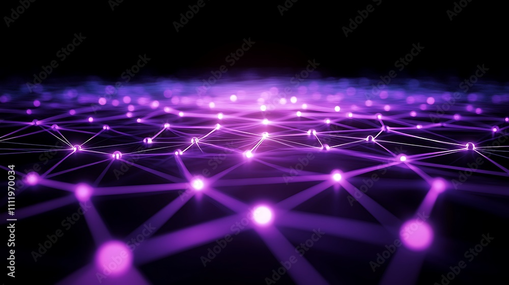 Aufkleber abstract purple light network pattern on dark background representing digital connections and techno